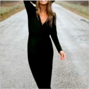 JACKSON ROWE Sz L Jumpsuit with True Wrap Top Modal Blend Elastic Waist NEW